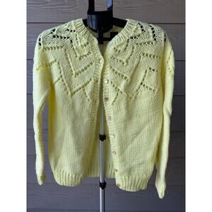 Hand Knit Butter Yellow Cardigan – Est. Women’s XS/S – Very Good Condition